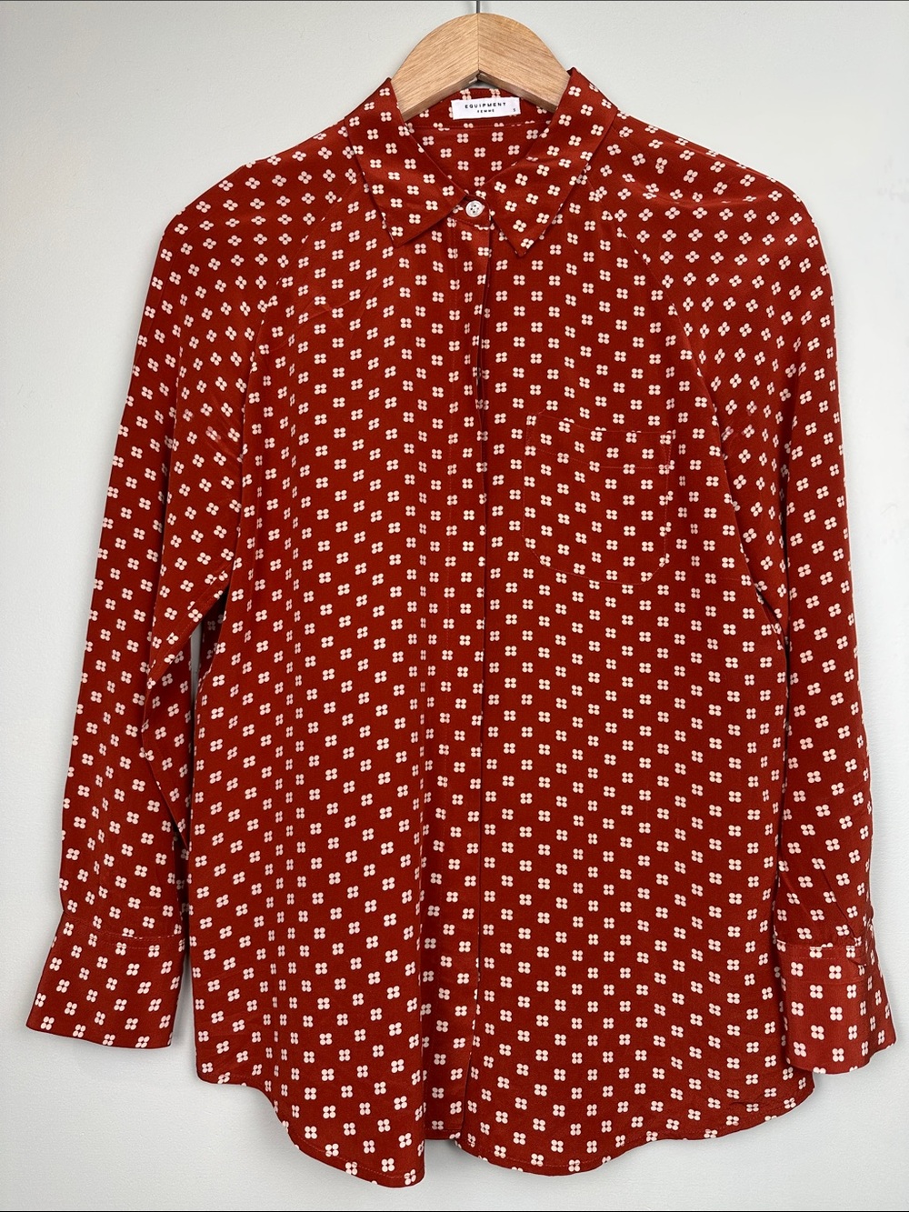 Equipment Silk Burnt orange Button Down Shirt long sleeved designer casual